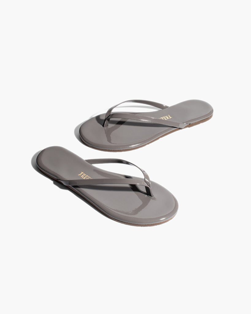 TKEES Lily Glosses Leather Flip Flops in Sweet Smoke