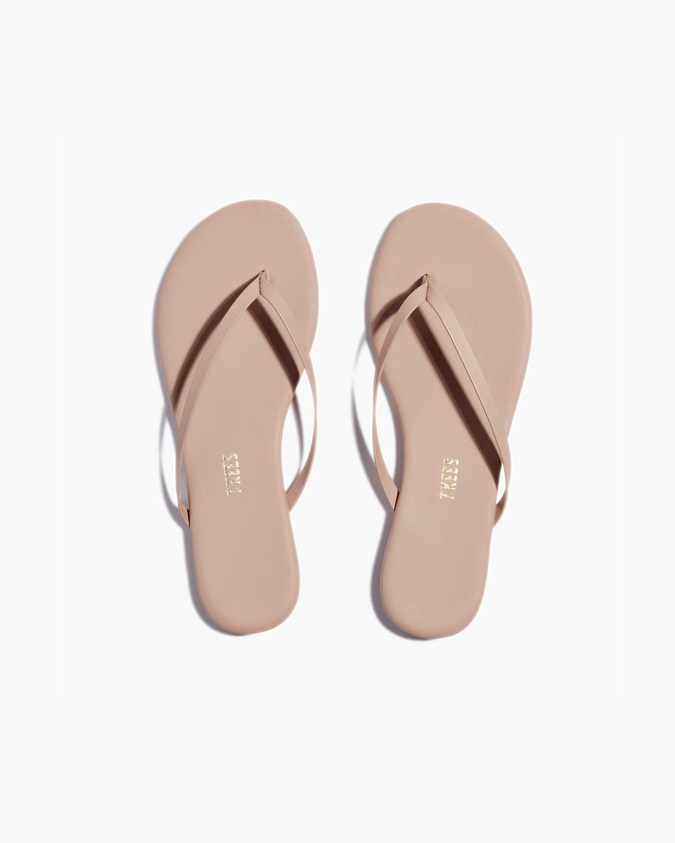 TKEES Lily Pigments Leather Flip Flops in Dusty Rose