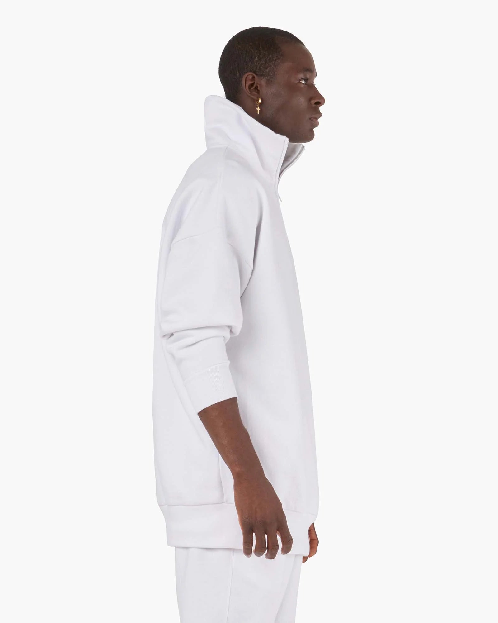 Core Fleece Oversized Half Zip in White, Sweatshirts