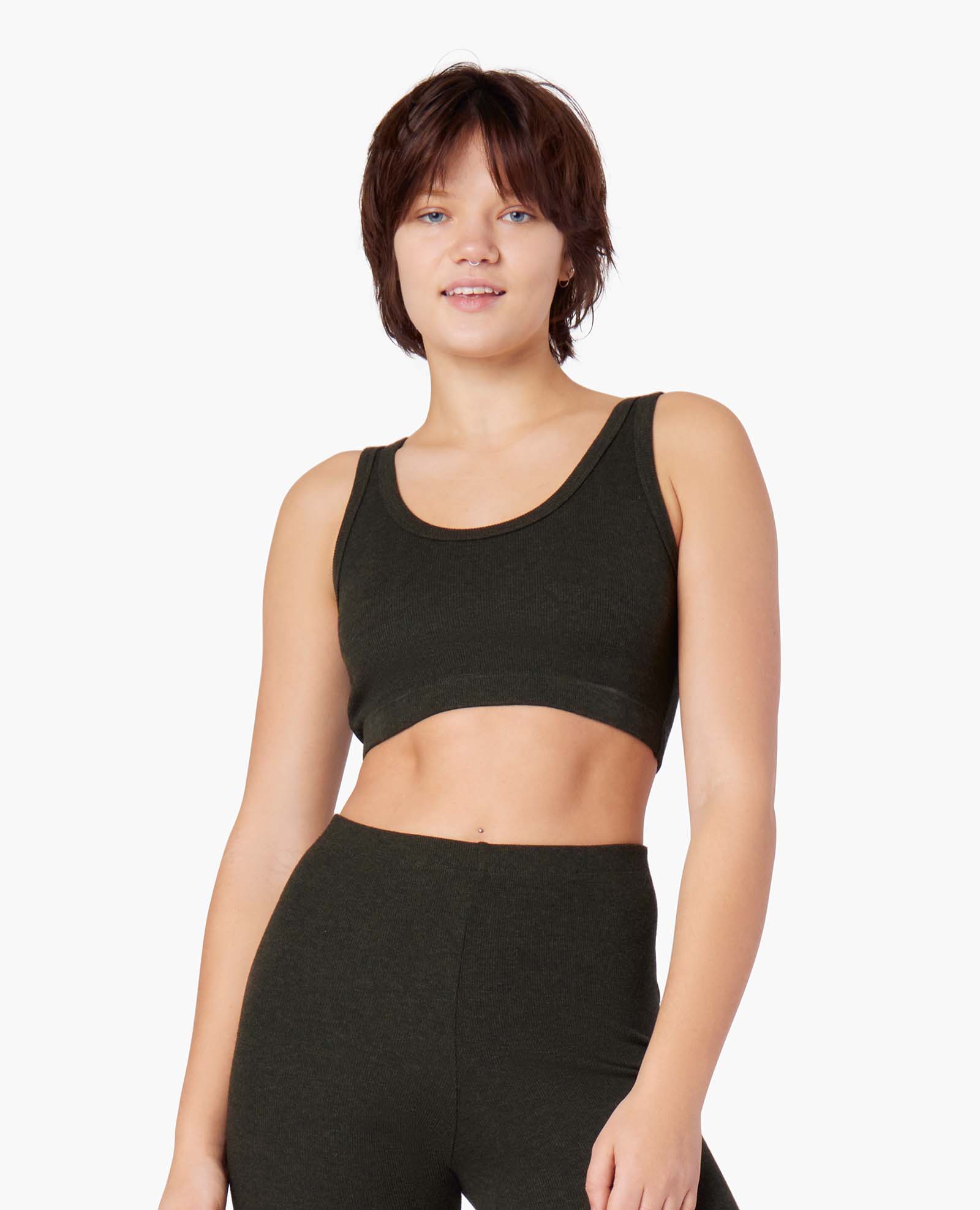 Super Rib TwoinWay Tank Bra in Moss | Women's Clothing – TKEES