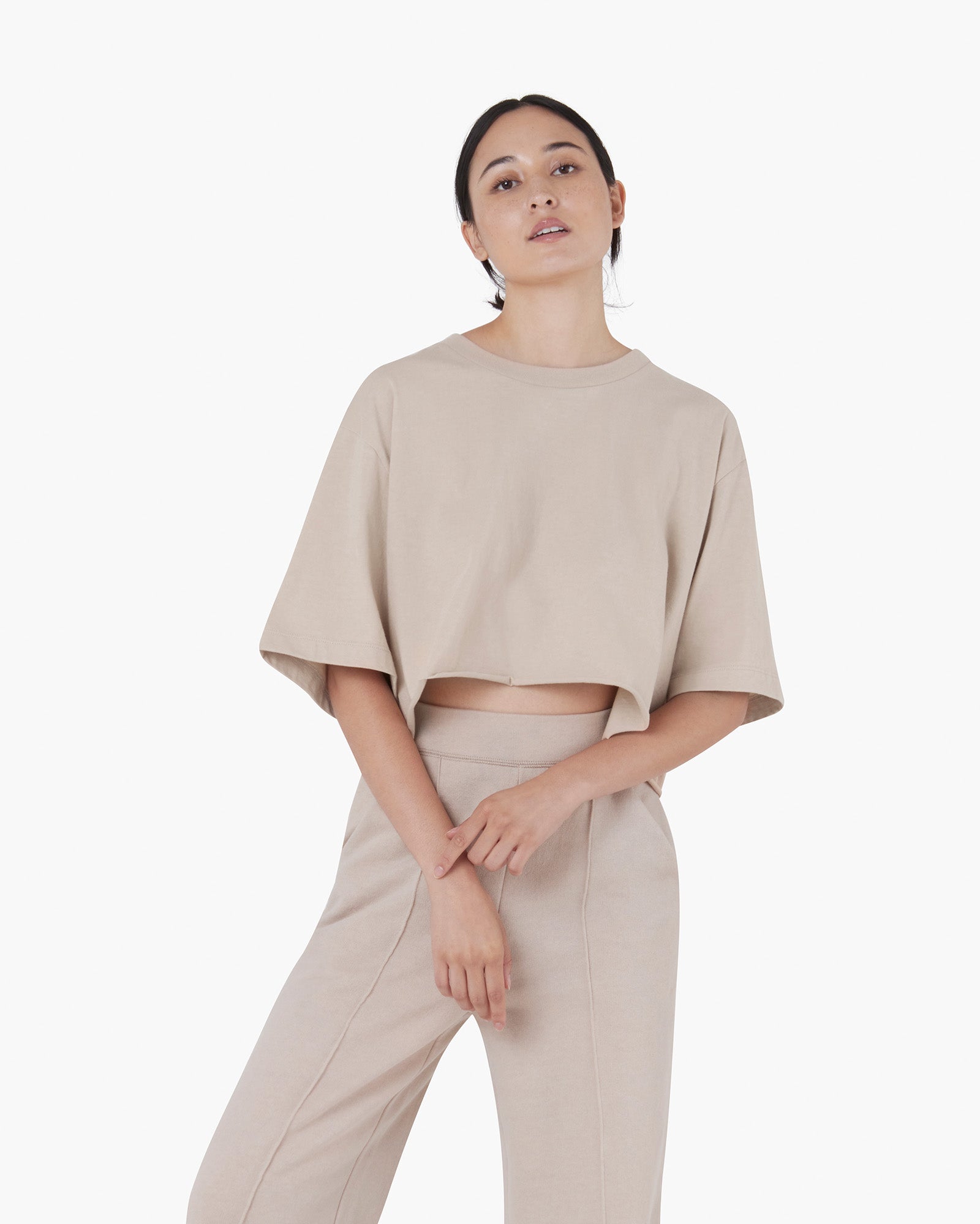 Cropped Tee - Sand
