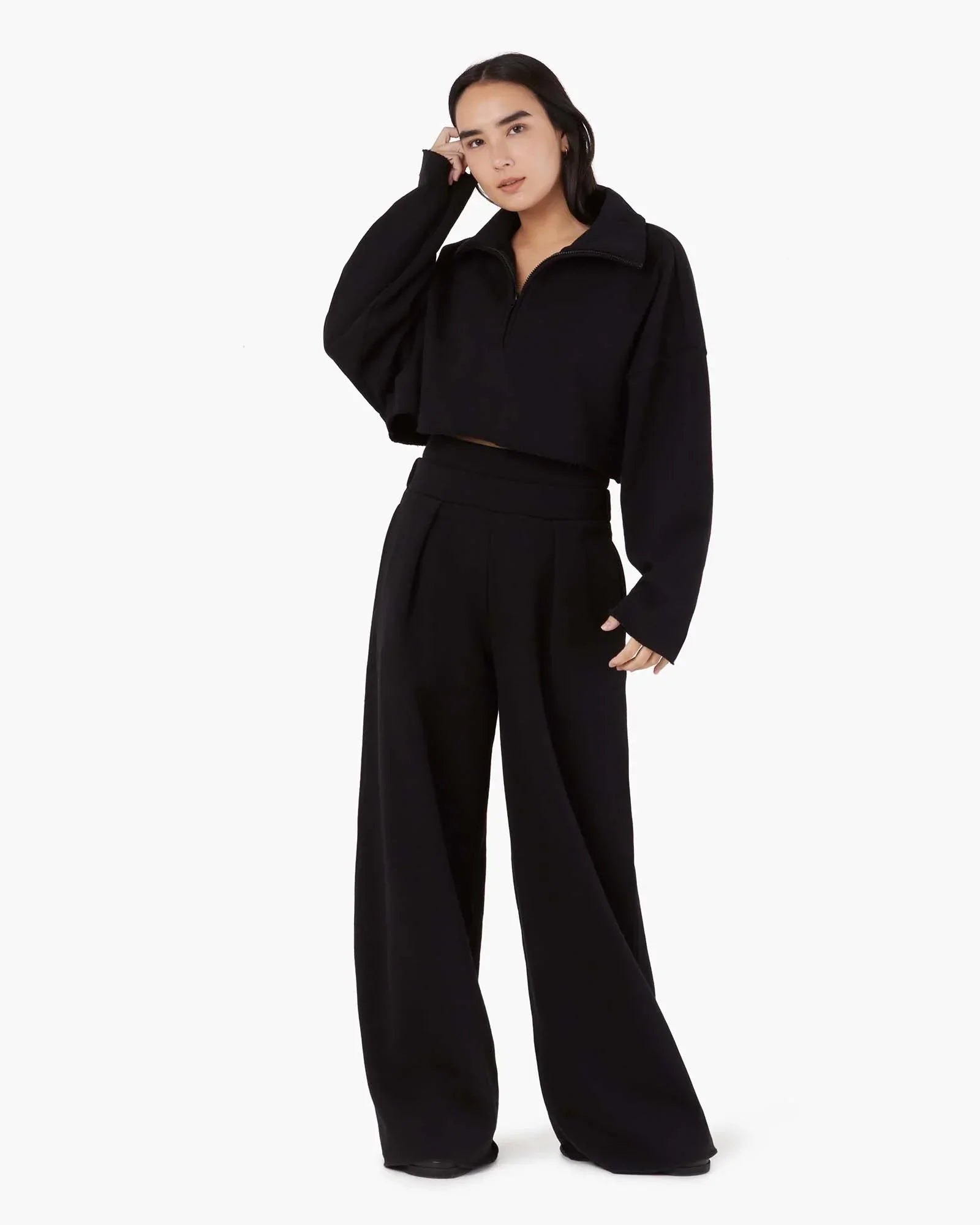 Core Fleece Cropped Half Zip in Black | Sweatshirts | Women's Core Fleece Cropped Half Zip in Black | Sweatshirts | Women's