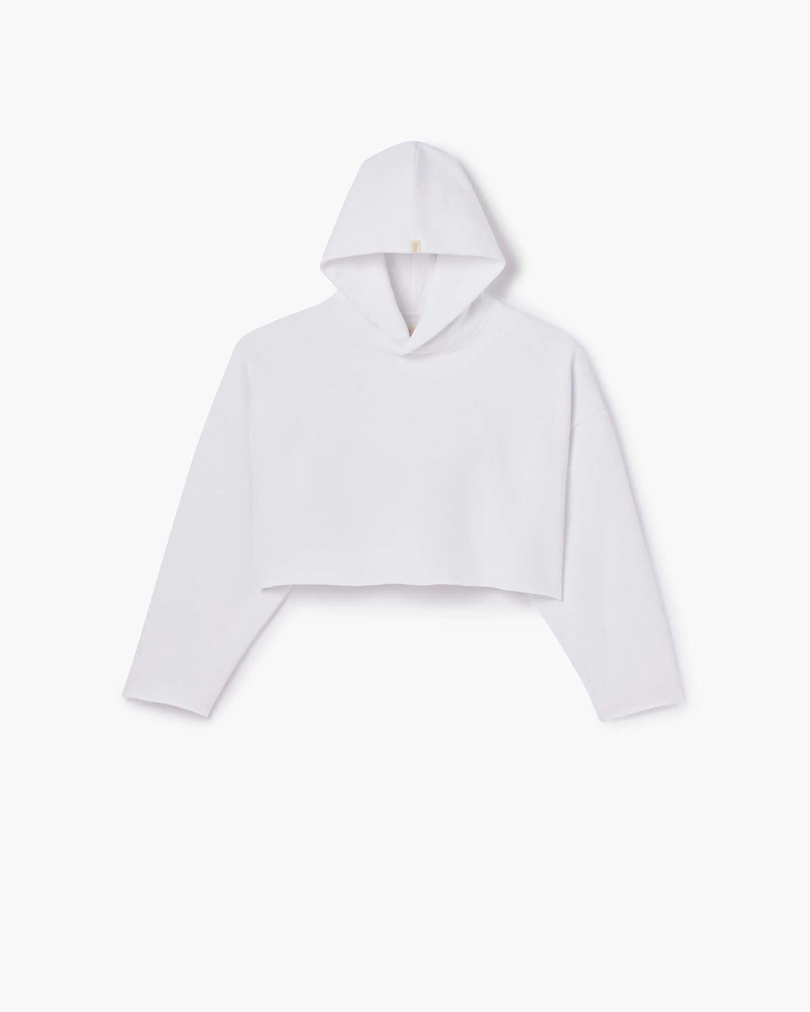 Core Fleece Cropped Hoodie in White, Sweatshirts